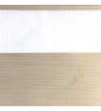 Beige grey color horizontal textured stripes with vertical lines and transparent net fabric zebra blind